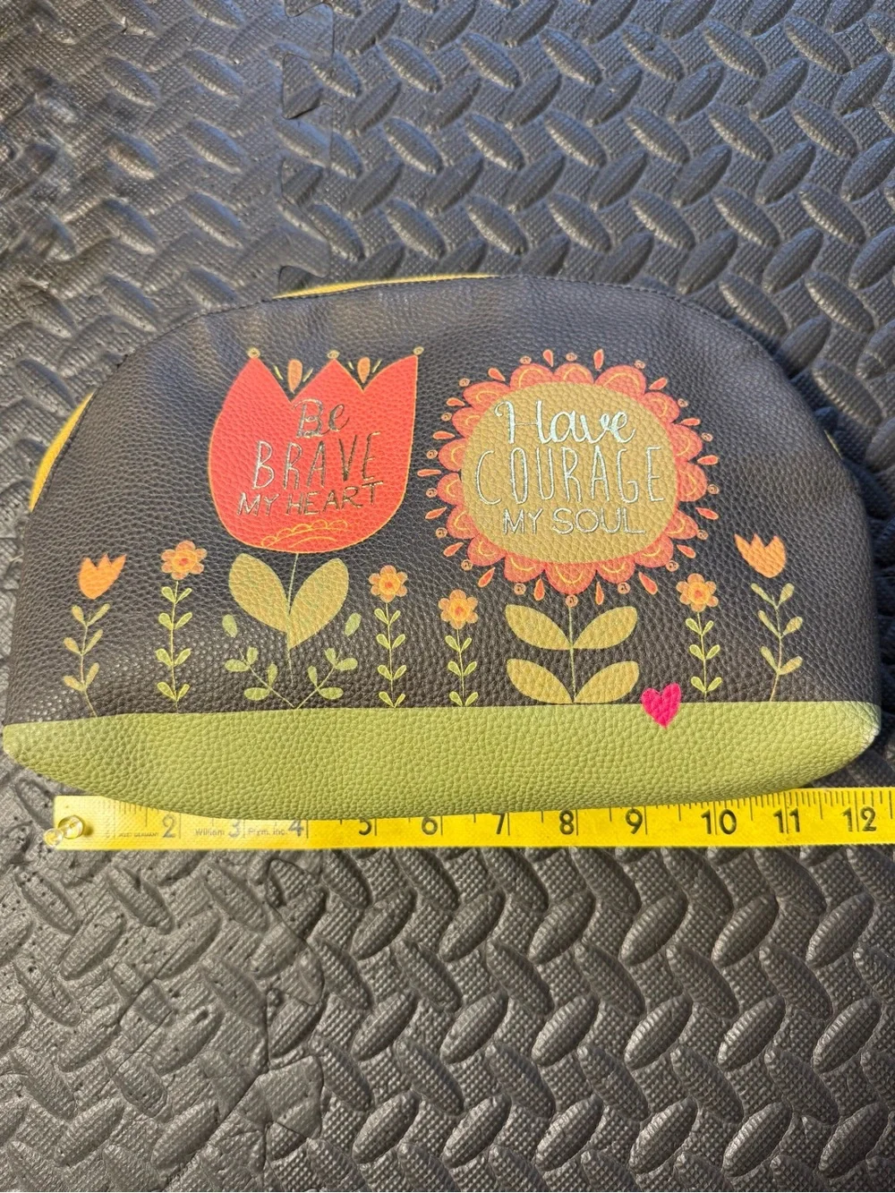 Natural Life Floral Boho Cosmetic/Travel Pouch Be Brave Have Courage Large Bag